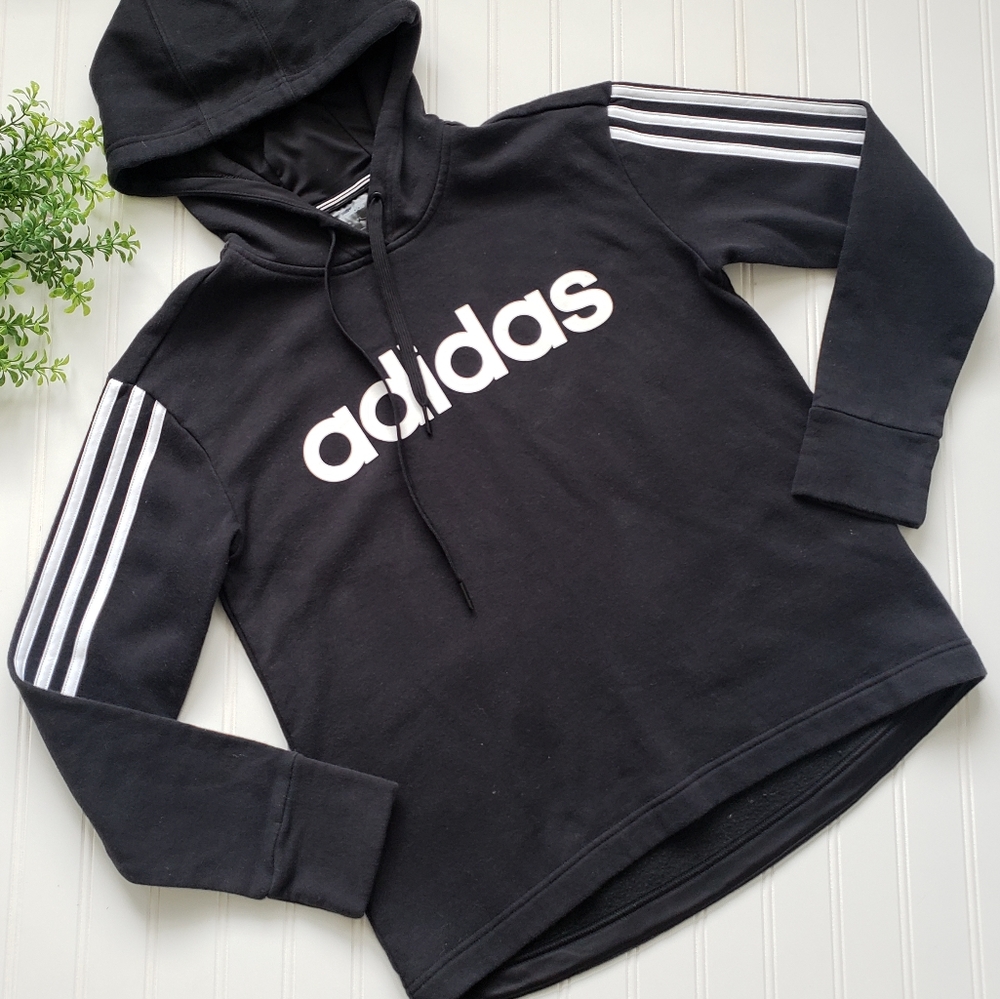 Adidas Logo Hoodie 3 Stripe Black White size Small Comfy